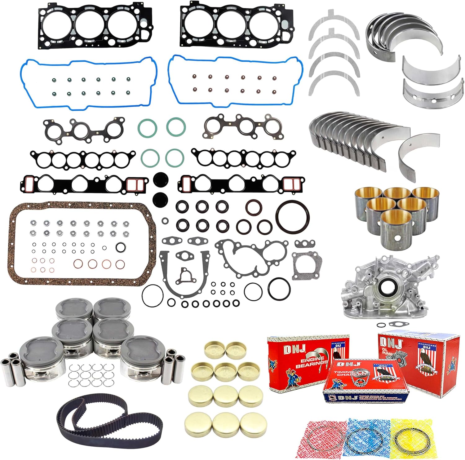 DNJ EK965M Master Engine Rebuild Kit for 1995-2004 Toyota 4Runner Tacoma Tundra 3.4L V6 24V DOHC 3378cc
