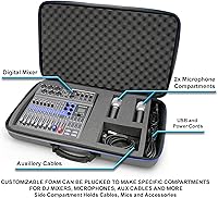 Vista 3 de CASEMATIX Estuche mezclador de equipo de música compatible con Zoom LiveTrak L-8 Podcast Mixer o PodTrak P8 grabadora y accesorios de micrófono