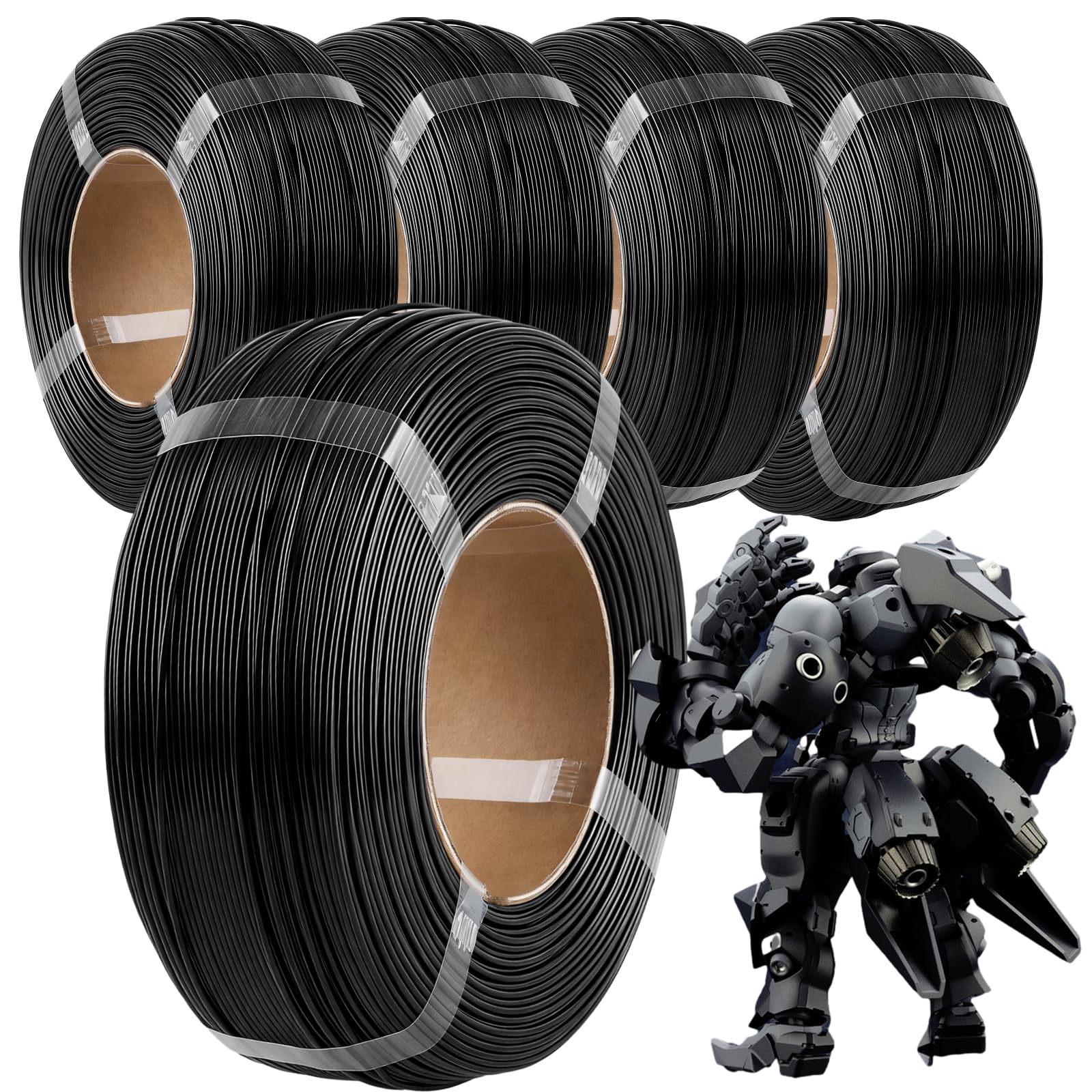 5 Stück PETG Filament 1.75 Schwarz, Stärker 3D Drucker Filament 1kg, Maßgenauigkeit +/- 0.02mm, PETG Schwarz für Die Meisten 3D Printer