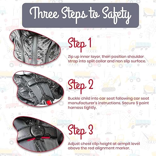 Miniatura 5 de ONE KID The Road Coat Down Chaqueta de invierno segura para asiento de automóvil, probada en choques, unisex, 12 meses-8 años