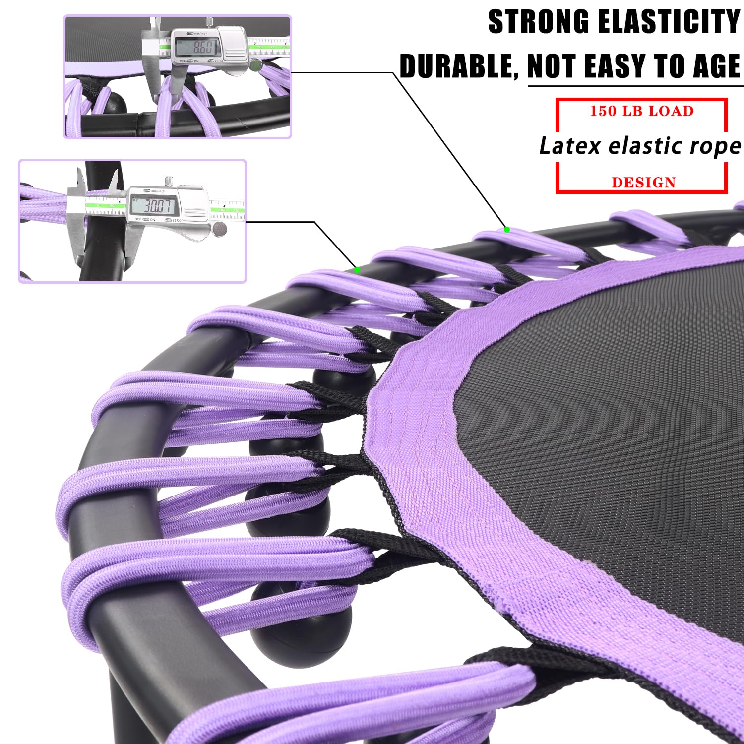 Trampolino Fitness Gielmiy Ø101cm Con Manubrio - Corda Bungee, Portata 150kg, Per Allenamento - Foto 4