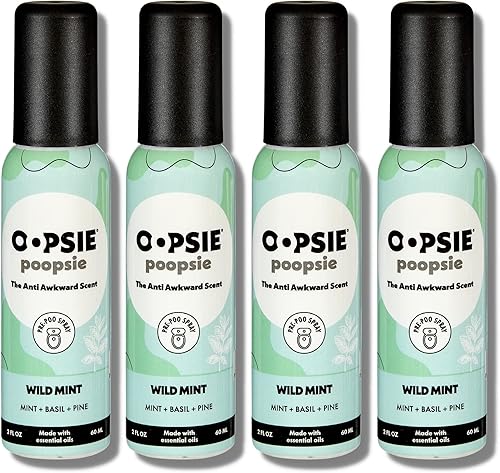 Miniatura 7 de Oopsie Poopsie Spray Pre Poop – Paquete de 4 aerosoles naturales para inodoros para baños, atrapa olores y elimina la vergüenza, 2 onzas