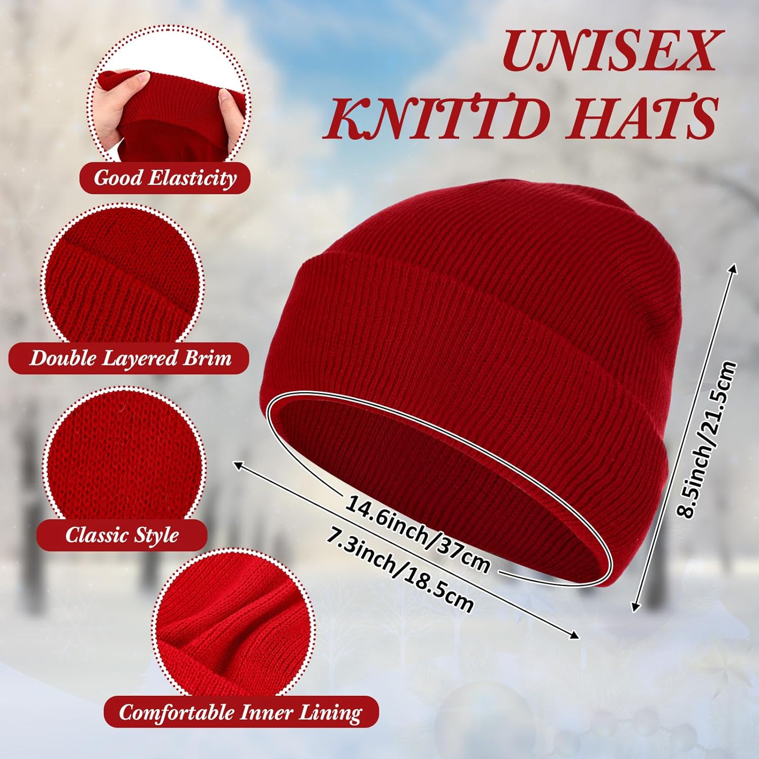 90 Pcs Hats Scarves Gloves Supplies Bulk Winter Beanies Red Grids Scarves Touchscreen Gloves for Men Women - Image 4