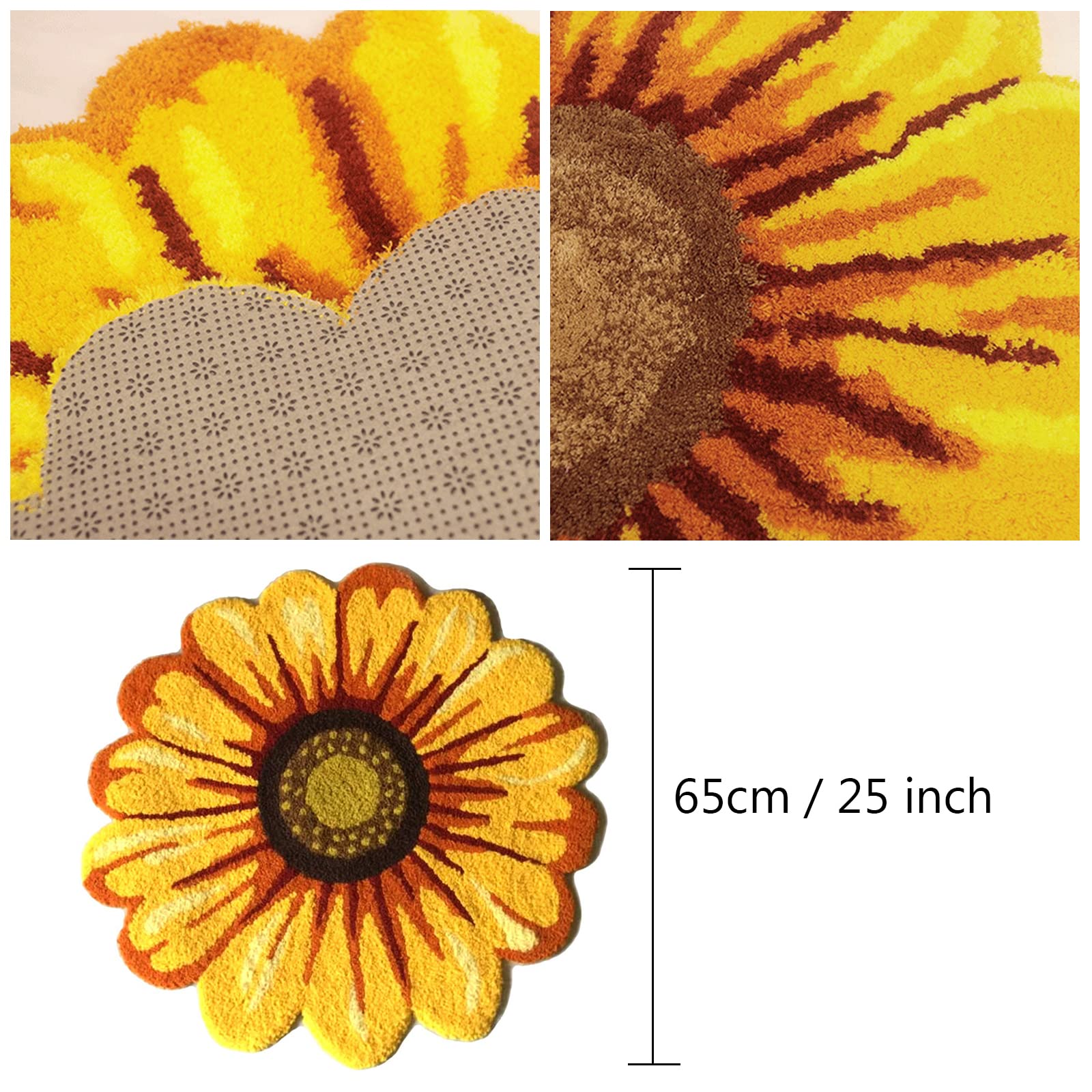 Amazon | Syhonic ハンドメイド ひまわり ラグ マット 25×25