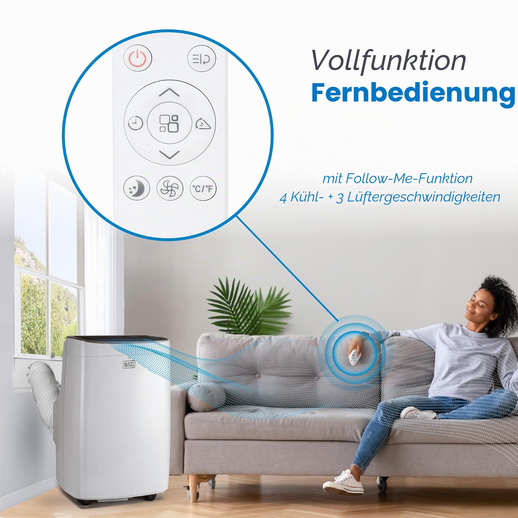BLACK+DECKER 8.000 BTU Tragbare Klimaanlage mit Fernbedienung, weiß