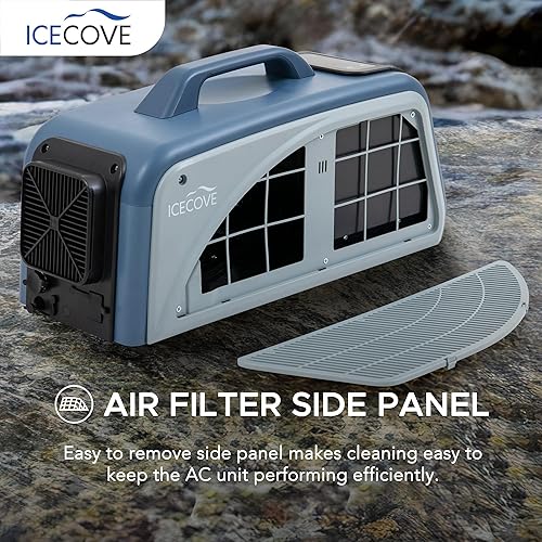 Miniatura 7 de IceCove Aire acondicionado portátil, unidad de CA de enfriamiento rápido de 2500 BTU, bajo consumo de energía de 250 W, 25.5 V CC, 2 velocidades de