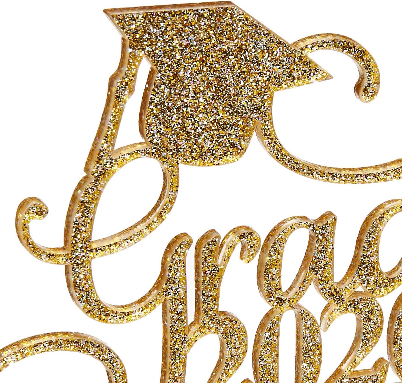Grad 2024 Cake Topper Graduation Cake Topper Grad Party Decorations (Gold Glitter)
