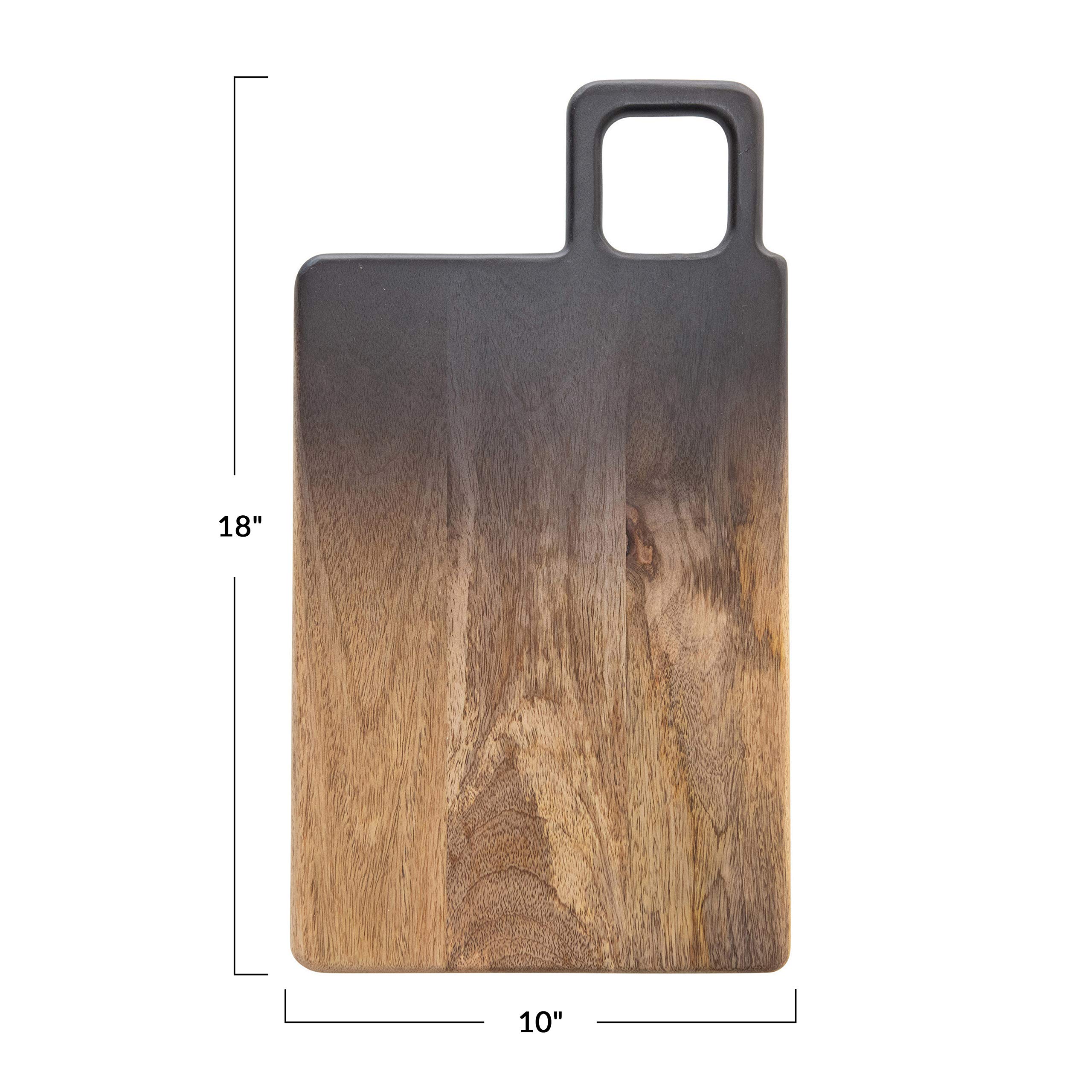 Bloomingville Mango Wood Cheese Handle, Black & Natural Ombre Cutting Board, 18" x 10"