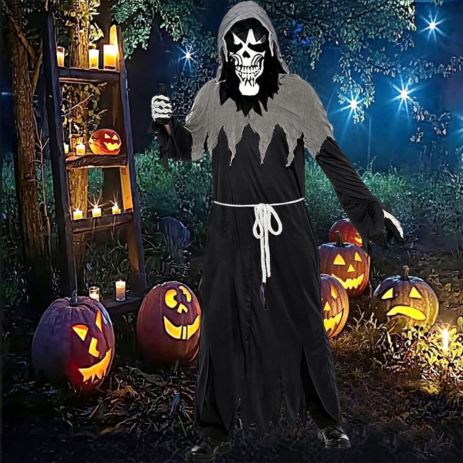 Halloween--Cosplay- für Kindergottesdienst jährliche Maskenball-Aufführung mit artistischem Design vierteiliges Set inklusive Accessoires ganzjährig tragbar für festliche Anlässe Theaterinszenierungen