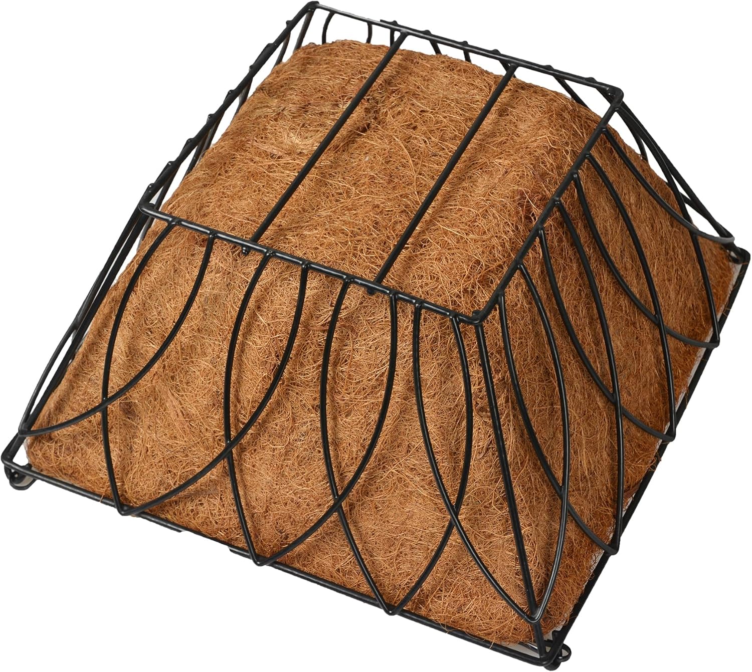 2 Pack 12 inch Square Shape Metal Hanging Baskets for Plants Outdoor, Hanging Planters Basket with Coco Liners, Hanging Baskets Flower Pots for Garden, Patio, Deck, Porch Plants