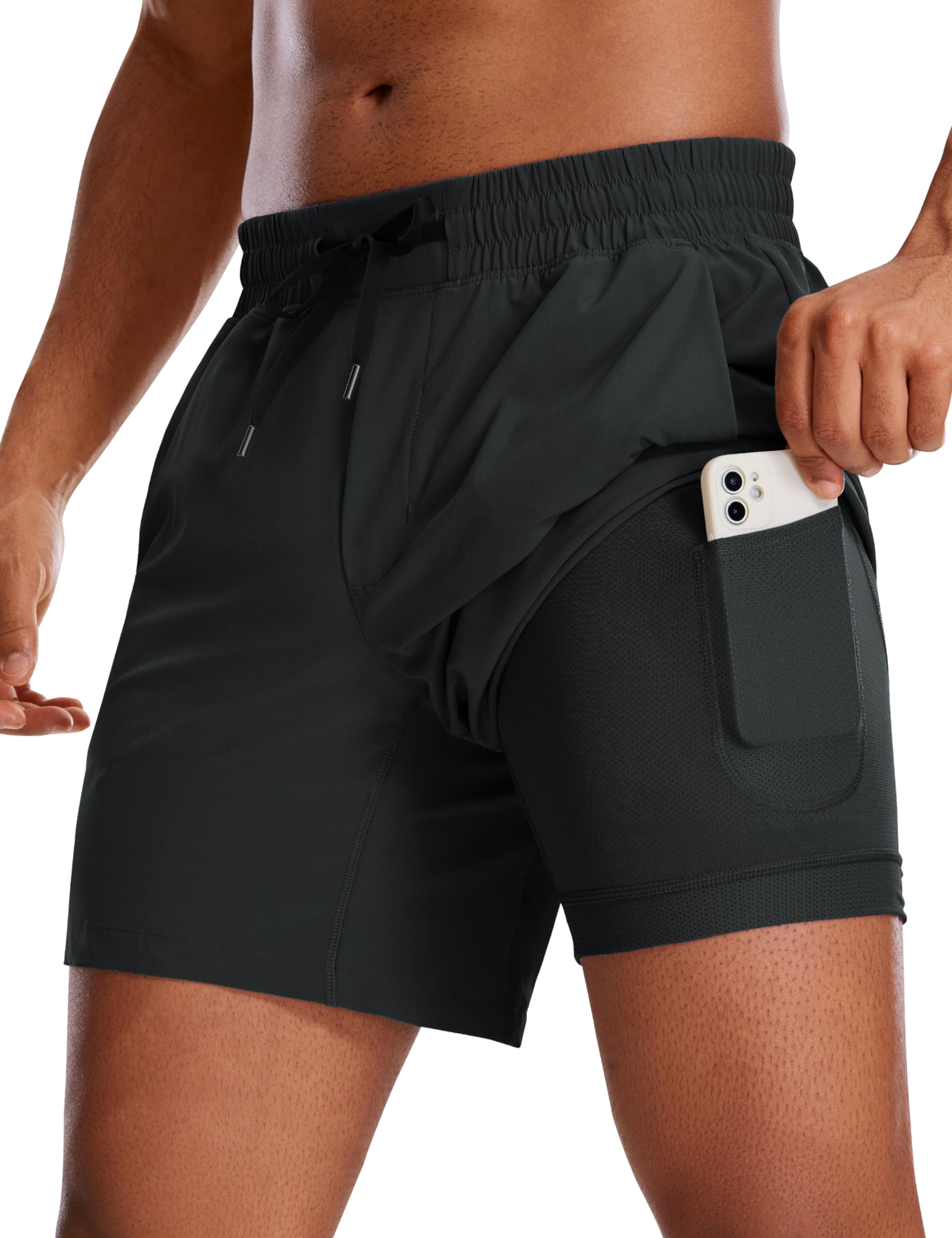 CRZ YOGA Mens 2 In 1 Running Shorts