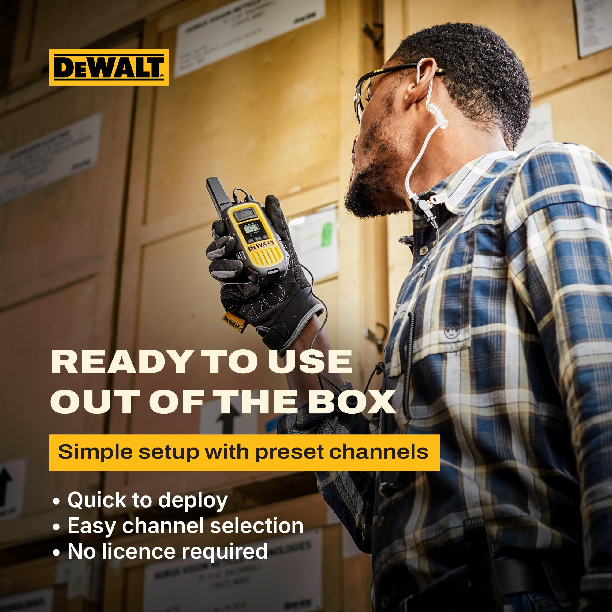 DeWALT Long Range Walkie Talkies for Adults - Professional Rechargeable Walkie Talkies with Charging Dock, VOX Licence-Free Handheld Two Way Radios for Work, Construction & Warehouse Teams. 6 Pack — view 8