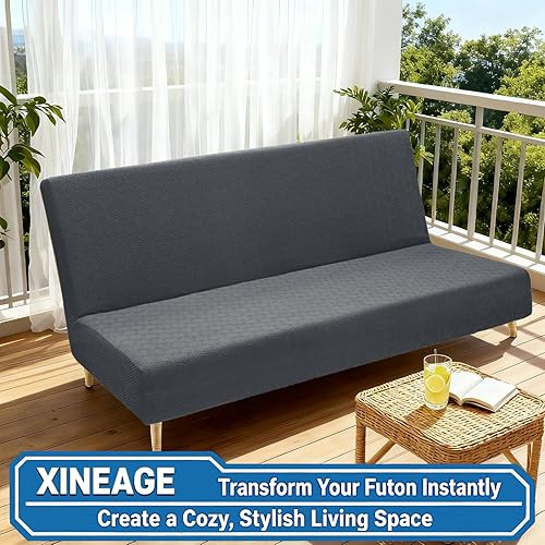 Miniatura 4 de XINEAGE Funda para futón 2026, tamaño matrimonial, elástica, sin brazos, funda para sofá cama antideslizante sin reposabrazos, funda para futón con
