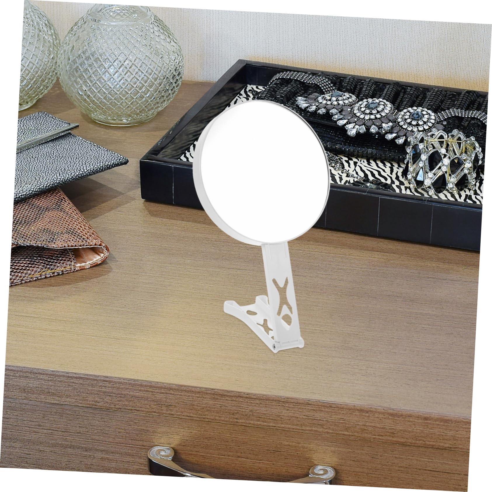 Specchio per Trucco Portatile Pieghevole a Doppia Faccia 20x Bianco