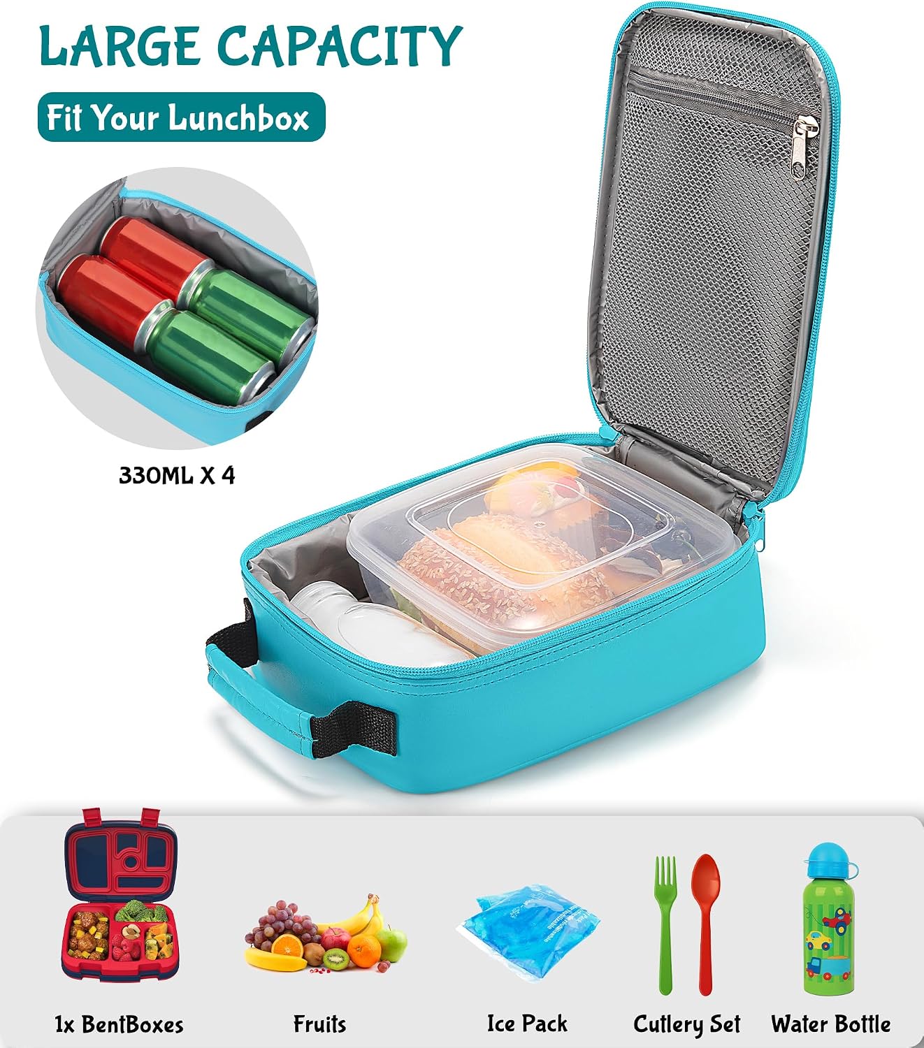 Tongtai Boy Lunch Box,Kids Lunch Bag Insulated Leather Game Lunch Box for School Thermal Meal Cooler Lunch Boxes for Boy Kid Teen