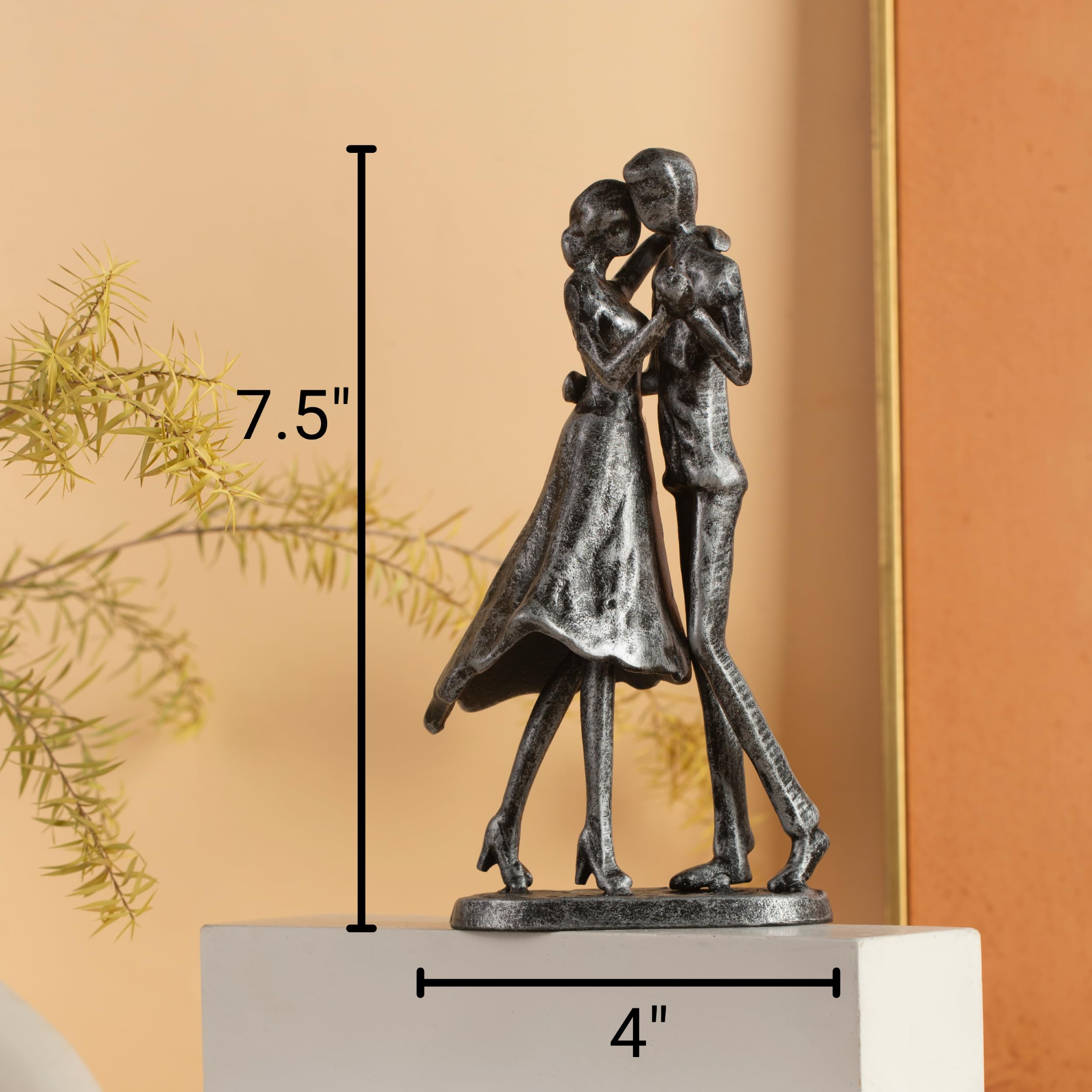 Sculpture Couple Abstraite En Fer Noir Sziqiqi - Cadeau 6ème Anniversaire De Fer, Décoration Centre De Table, Statue Danseur Esthétique