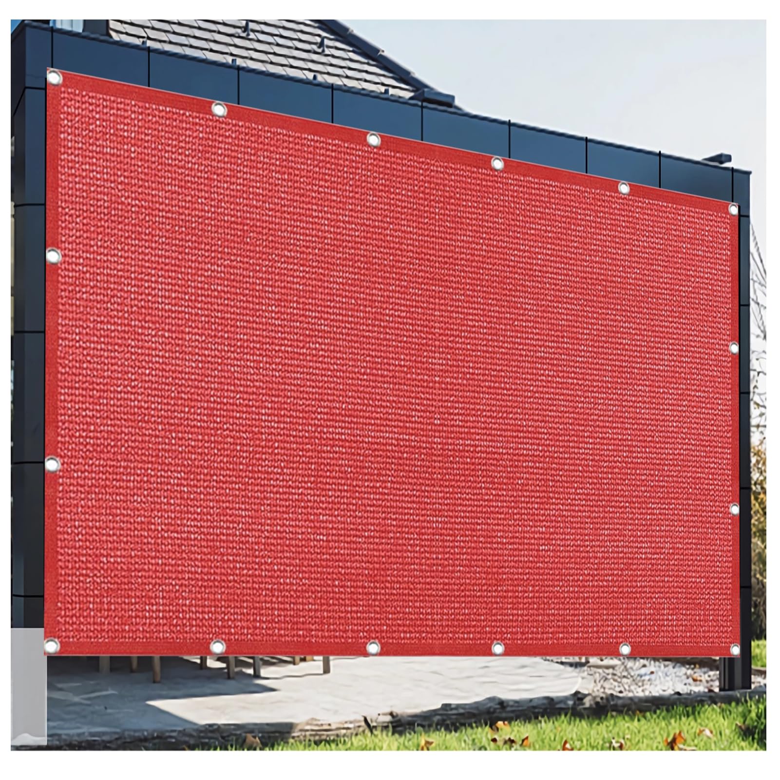 DGSFES 1mx1.6m Red Shade Netting - 90% UV Block Garden Privacy Screen Mesh with Eyelets - Heavy Duty Sun Shade Cloth for Greenhouse, Patio & Balcony