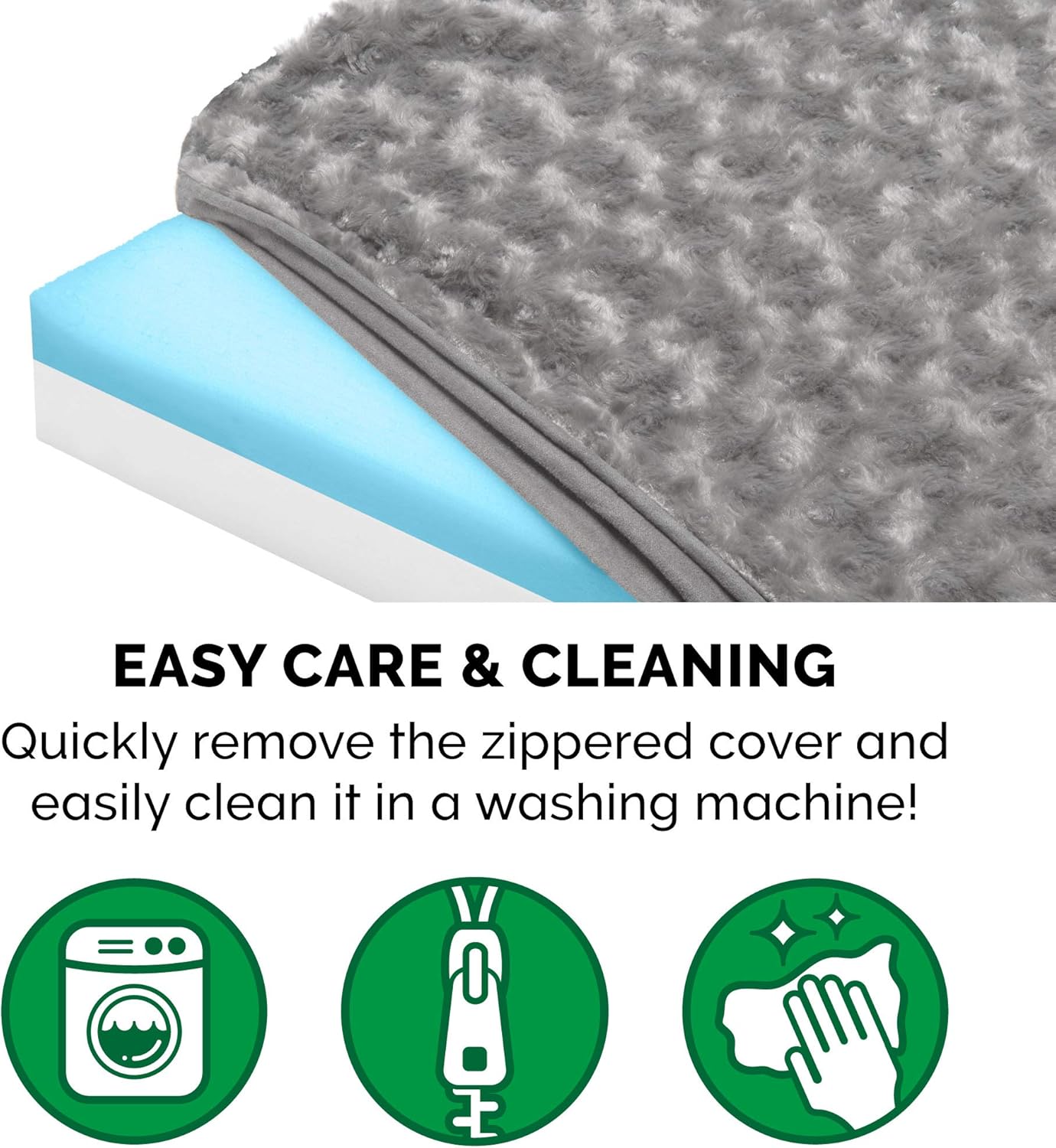 Furhaven Cooling Gel Dog Bed for Medium/Small Dogs w/ Removable Washable Cover, For Dogs Up to 35 lbs - Ultra Plush Faux Fur & Suede Mattress - Gray, Medium Ultra Plush Curly Faux Fur (Gray) 30.0"L x 20.0"W x 3.0"Th Cooling Gel Foam