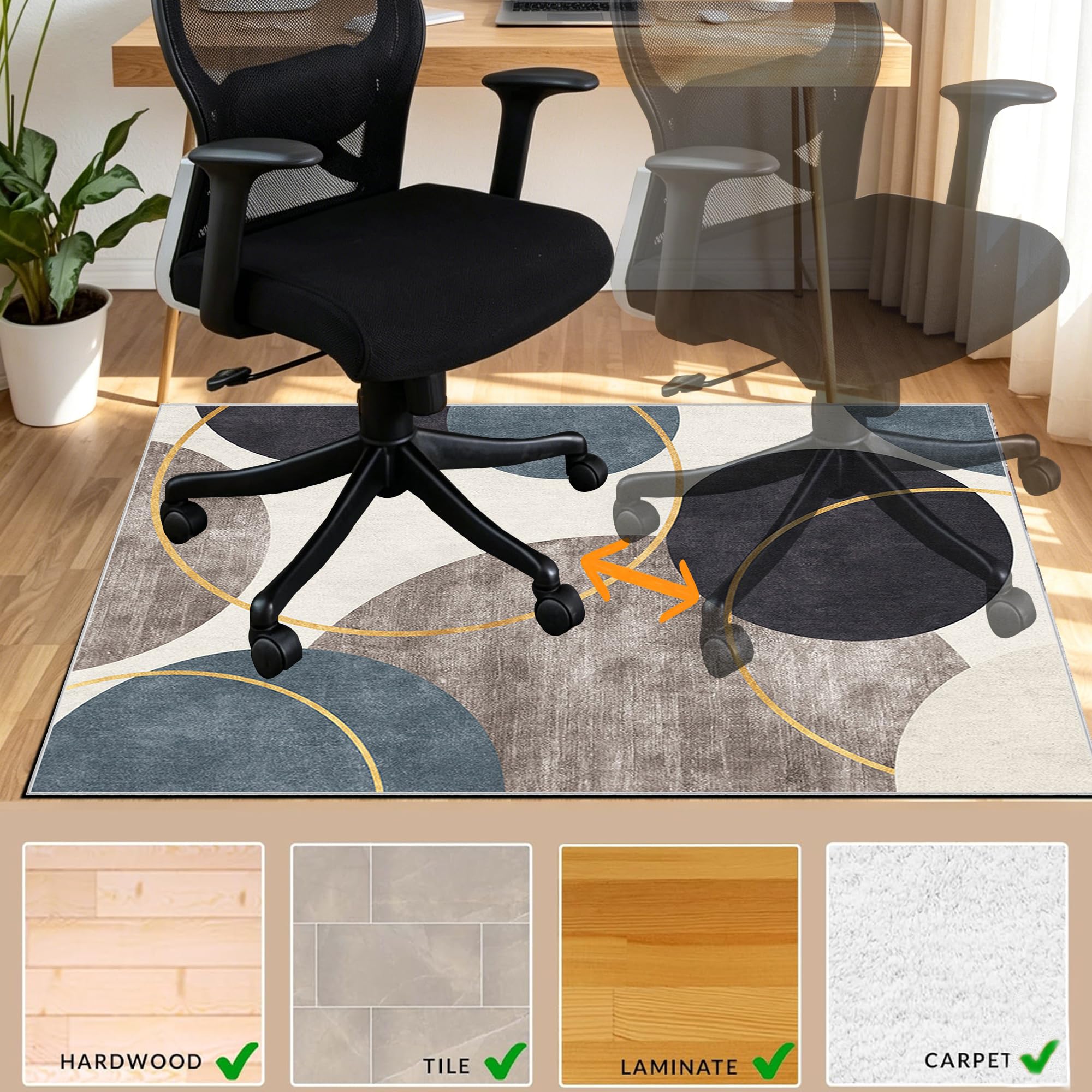 Protectora para Silla de Oficina, Alfombra para Silla de Oficina para Suelos Duros Alfombrilla de Escritorio para Parquet, Alfombra Gaming Suelo, Alfombrilla Protector Suelo Silla Ruedas