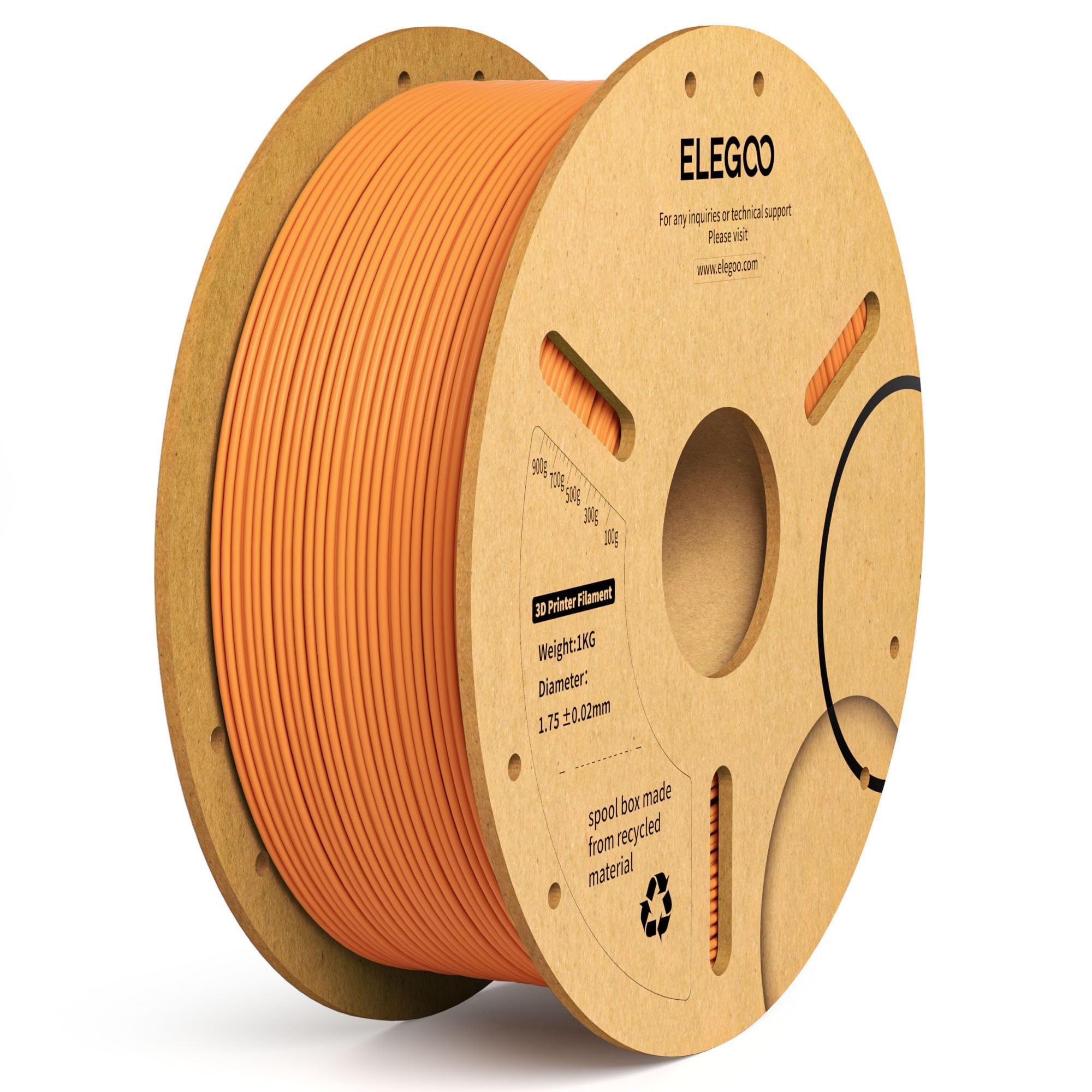 ELEGOO PLA Plus Filament 1.75mm Orange 1KG, PLA+ Tougher and Stronger 3D Printer Filament Dimensional Accuracy +/- 0.02mm, 1kg Spool(2.2lbs) Fits for Most FDM 3D Printers