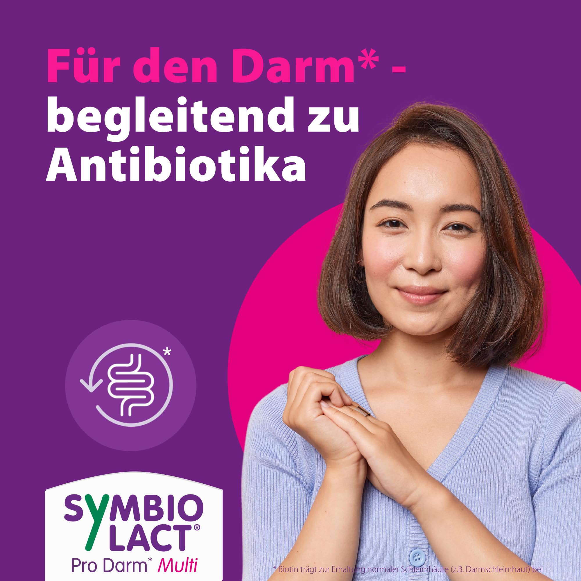 SymbioLact Pro Darm* Multi - unterstützt den Darm während & nach der Einnahme von Antibiotika* - mit Milchsäurebakterien, Biotin und Glutamin - 28 Mrd. Bakterien - glutenfrei - 40 Sticks