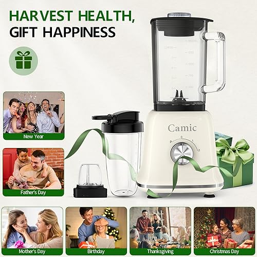 Miniatura 9 de Batidoras de vidrio para cocina con 750 W, 54 onzas  54 onzas fluidas de vidrio para encimera de procesadores de alimentos, licuadora sin BPA para