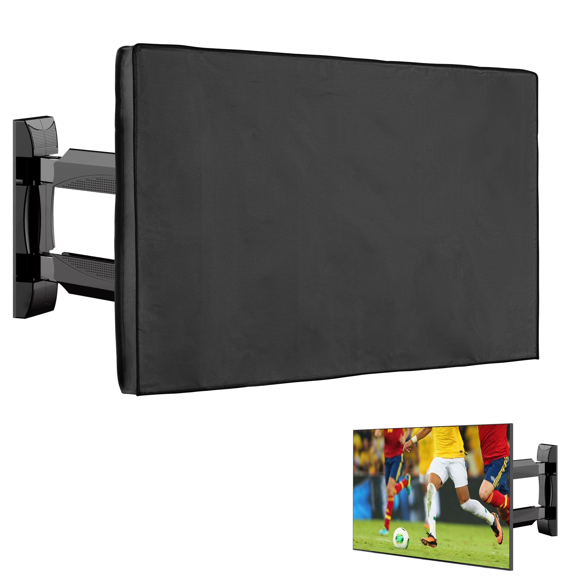 kwmobile Housse écran TV compatible 75" TV - Housse protection TV extérieure contre intempéries poussière éclaboussures noir