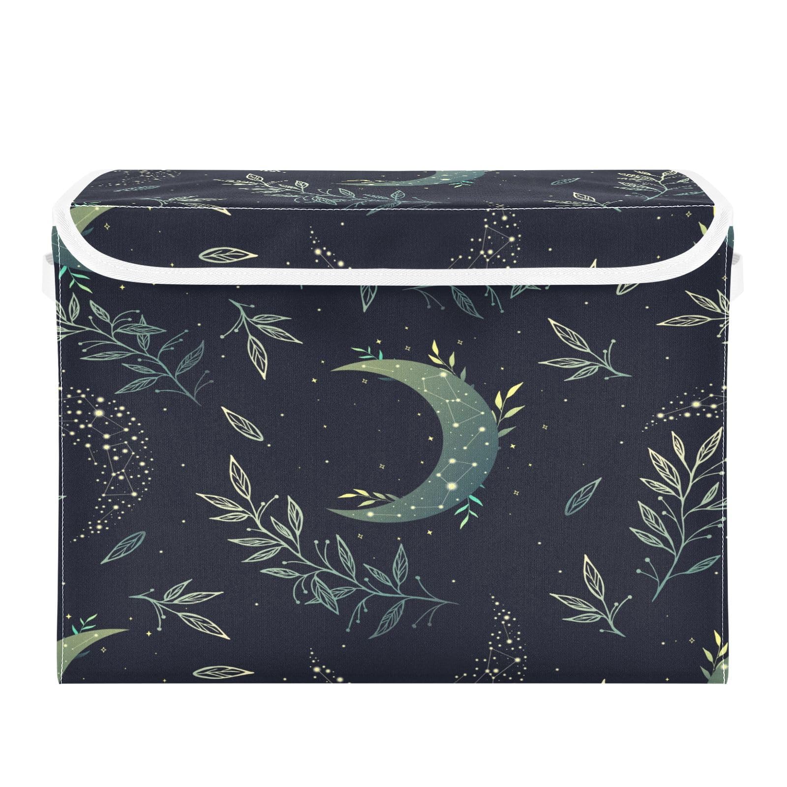 Grckit A Storage Bins With Lids, Celestial Nd Herbs Foldable Storage Cube Boxes Fabric Storage Organizer Basket For Home, Bedroom, Office, Closet (16.5X12.6x11.8 In)