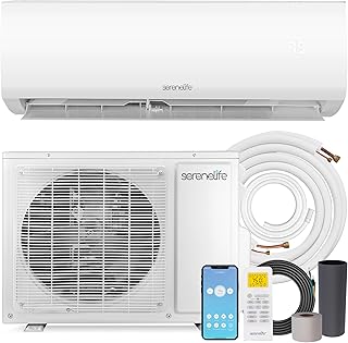 SereneLife 12,000 BTU Mini Split AC & Heating System, 115V Indoor & Outdoor Wall-Mounted Units with WiFi, Installation Kit Included for Home, Office & Bedroom, Up to 550 Sq. Ft. Coverage