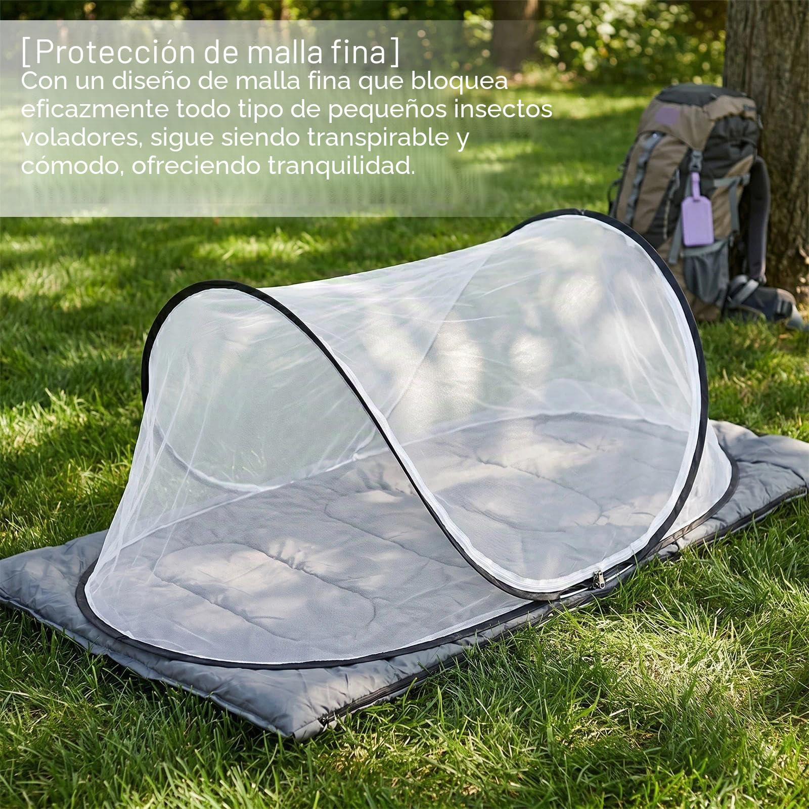 Mosquitera de viaje, mosquitera de cama de viaje 200 x 80 x 56 cm mosquitera plegable para cama individual con cremallera en la base, plegable sin necesidad de montaje ideal para residencias d