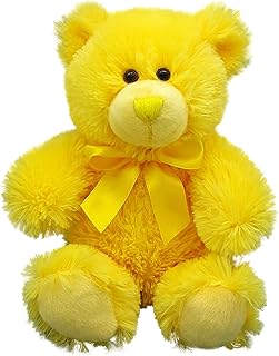 Anico Plush Teddy Bear, Stuffed Animal, Bright Yellow, 8 Inches Tall