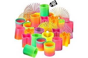 Bedwina Rainbow Spring Toy Assortment - (Pack of 50) Mini Plastic Coil Spring Toy