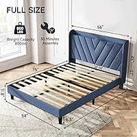 Vista 99 de koorlian Base de cama Queen con cabecero, base de cama tapizada ajustable con puertos tipo C y USB, cabecera de almacenamiento con respaldo de ala