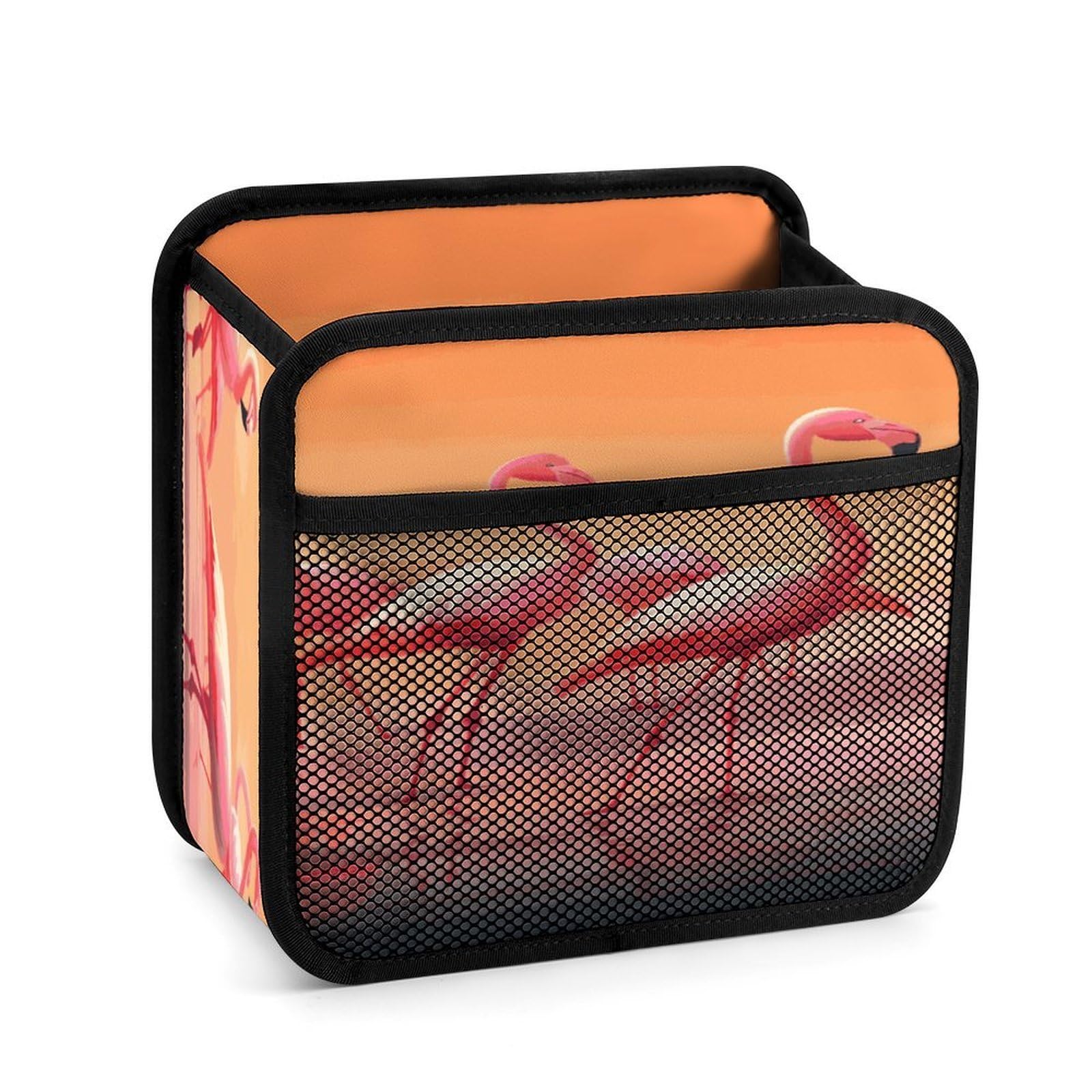 Btcowzrv Style A Flock Of Flamingos Car Seat Back Organizer, Pu Leather Hanging Backseat Car Organizer With Elastic Mesh Pocket, Storage Bag For Most Vehicles