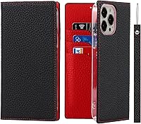 Vista 20 de iCoverCase Funda tipo cartera compatible con iPhone 13 Pro Max con ranuras para tarjetas, funda magnética de piel auténtica con bloqueo RFID, Naranja