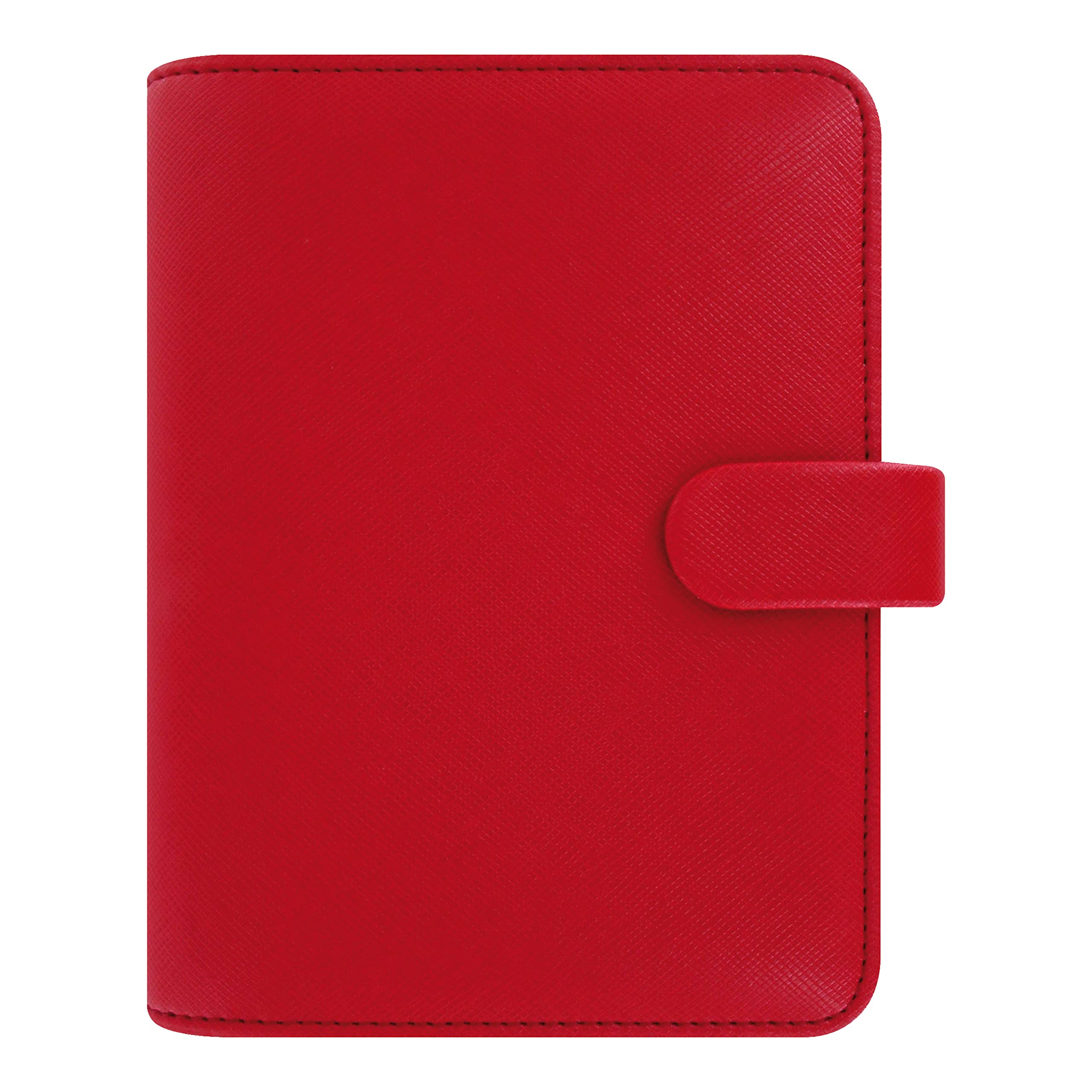 FilofaxSaffiano Organizer, Pocket Size, Poppy - Cross-Grain, Leather-Look, Six Rings, Week-to-View Calendar Diary, Multilingual, 2024 (C022471-24)