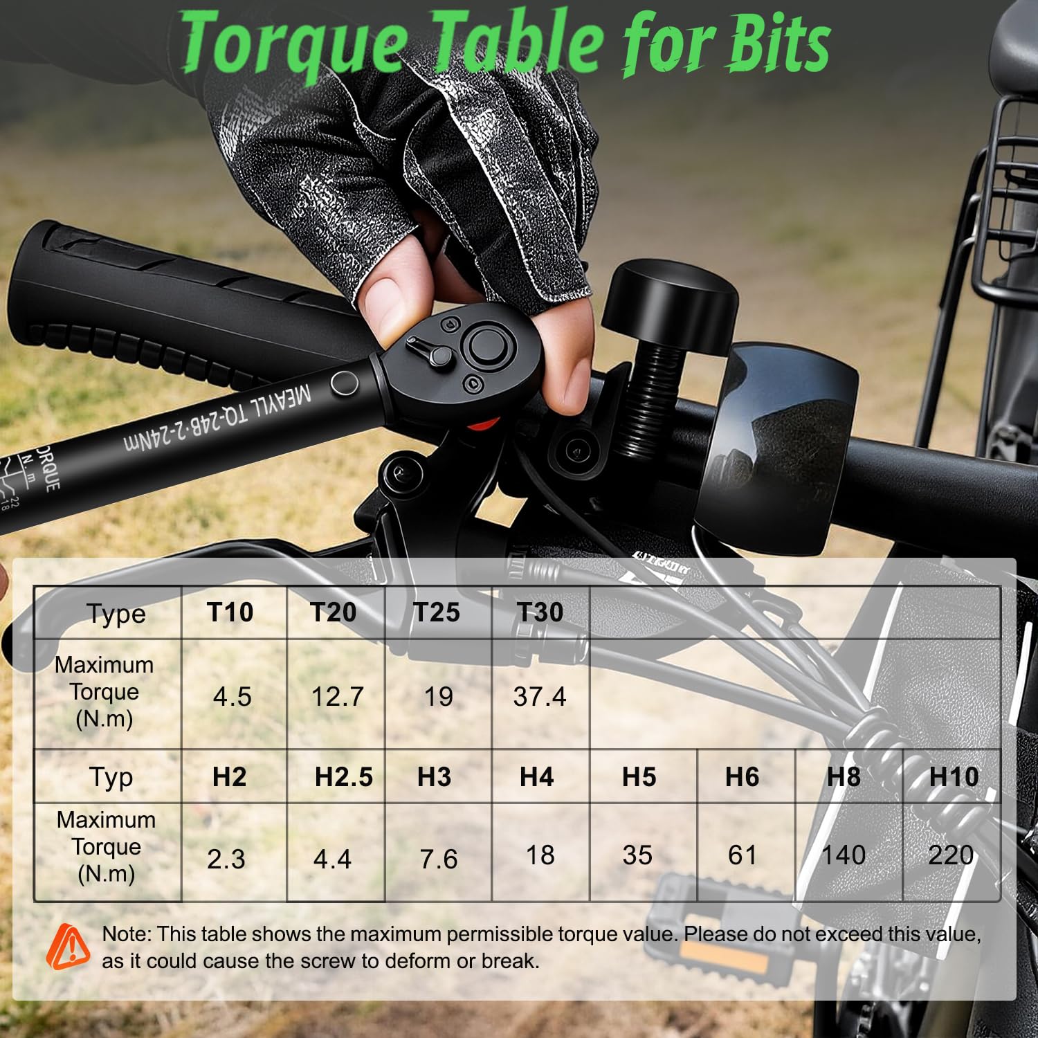 Clé dynamométrique vélo 1/4" 2–24 Nm, précision ±3%, cliquet réversible 72 dents, kit clé dynamométrique moto avec 12 embouts, adaptateur 1/4" à 3/8" et rallonge 100 mm (Noir)