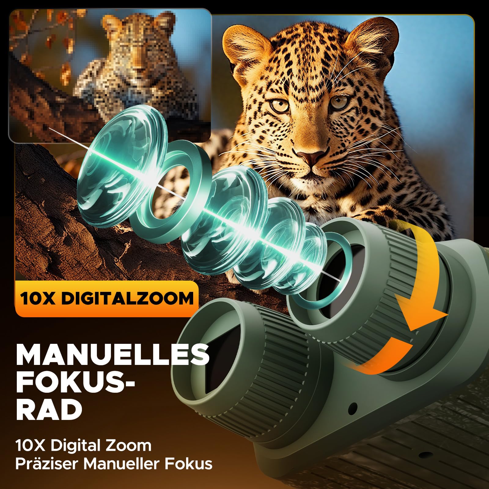 4K 48MP Nachtsichtgerät mit 10-Fach Zoom und 5000mAh Akku für Beobachtungen bis 400m – Ideal für Jagd, Outdoor-Aktivitäten, Camping und Sicherheitszwecke