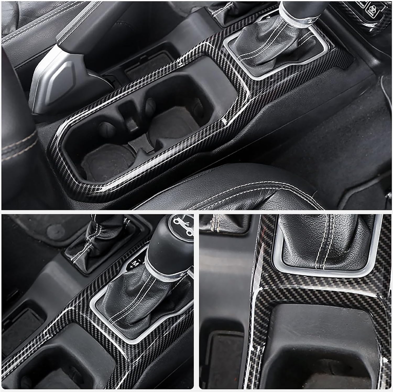 YOCTM Carbon Fiber Look Interior Trim Kit for Jeep Wrangler JL/JLU Gladiator JT 2024-2026 | 3PCS Center Console Cover Air Vent Covers Gear Shift Panel Trim Interior Accessories Upgrade