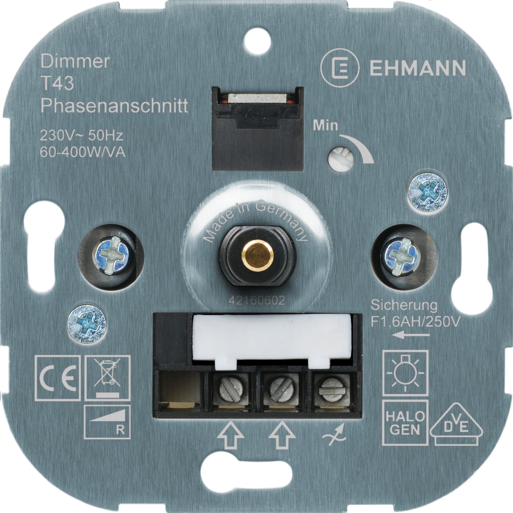 EHMANN 4300 x 0000 T43.00 Variateur encastré à découpage de Phase 230 V 50 Hz Puissance : 60-400 W/VA Adaptateur de Programme d'interrupteurs Inclus