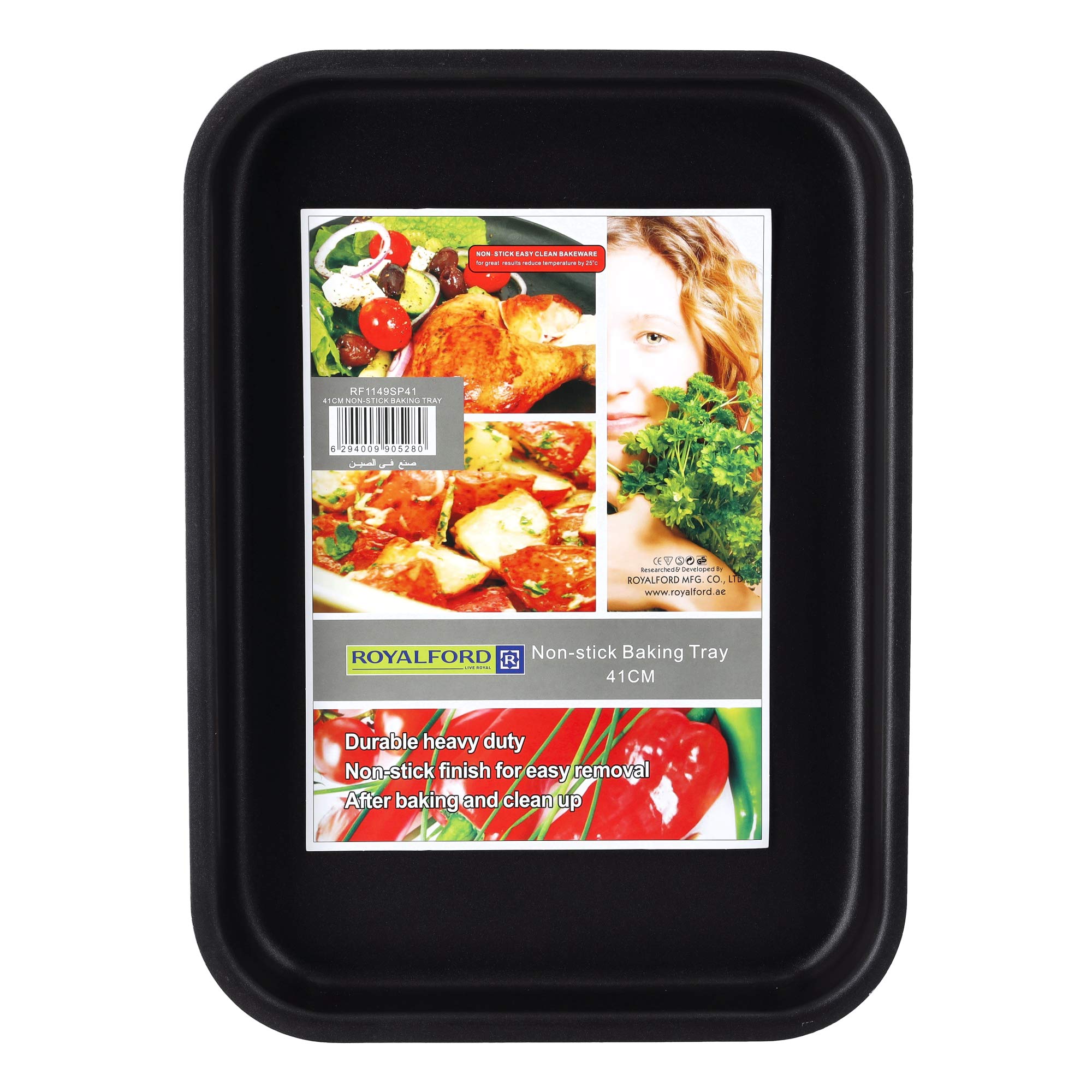 Royalford Aluminum Non Stick Baking Tray 1 Piece, Red