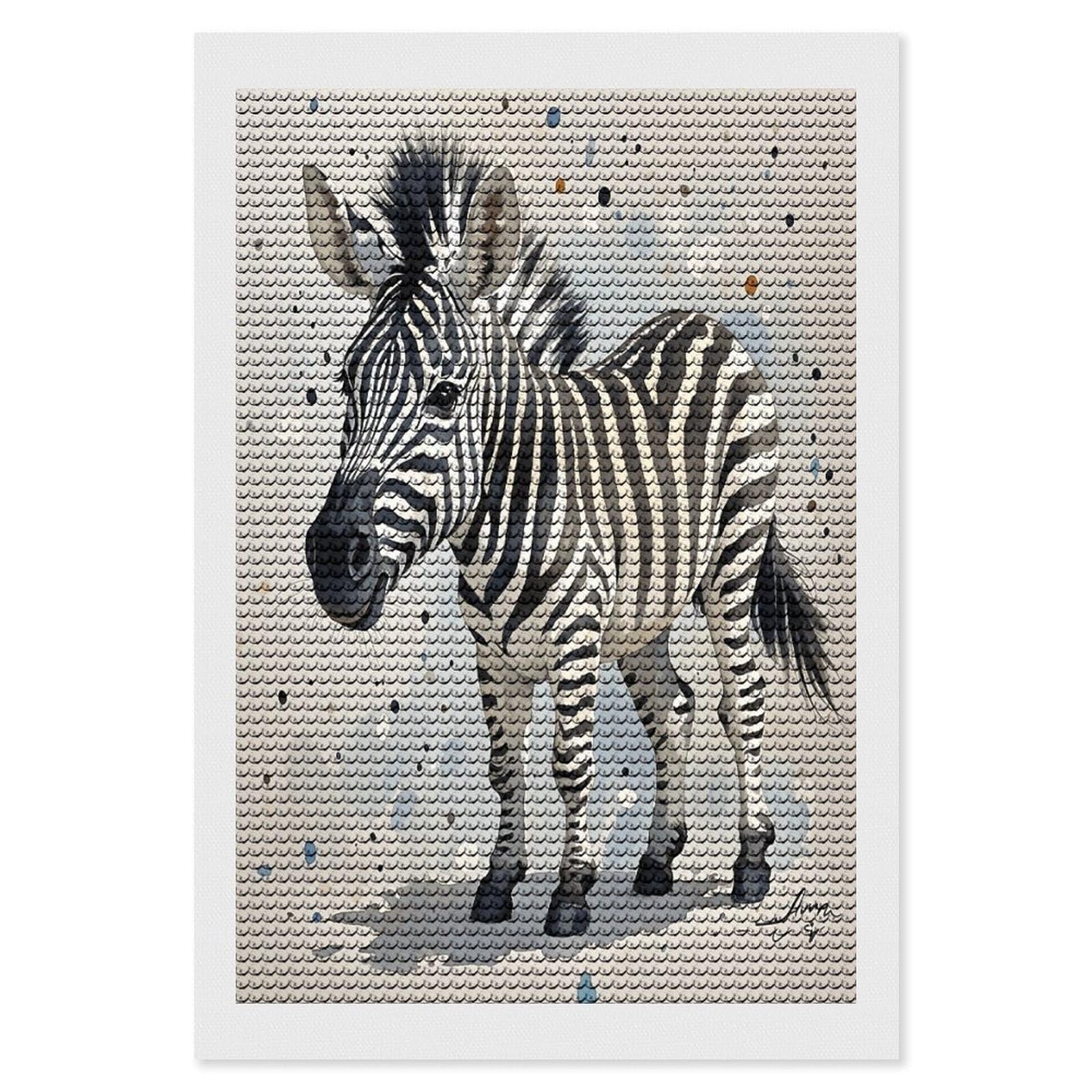 FekiLoot Cute Zebra Watercolor Diamond Painting Kits for Beginners DIY Diamond Art Kits for Adults Full Drill Round Diamond Dot Gem Art Painting Fun DIY Crafts for Home Kitchen Wall Decor Gift 8"x12"