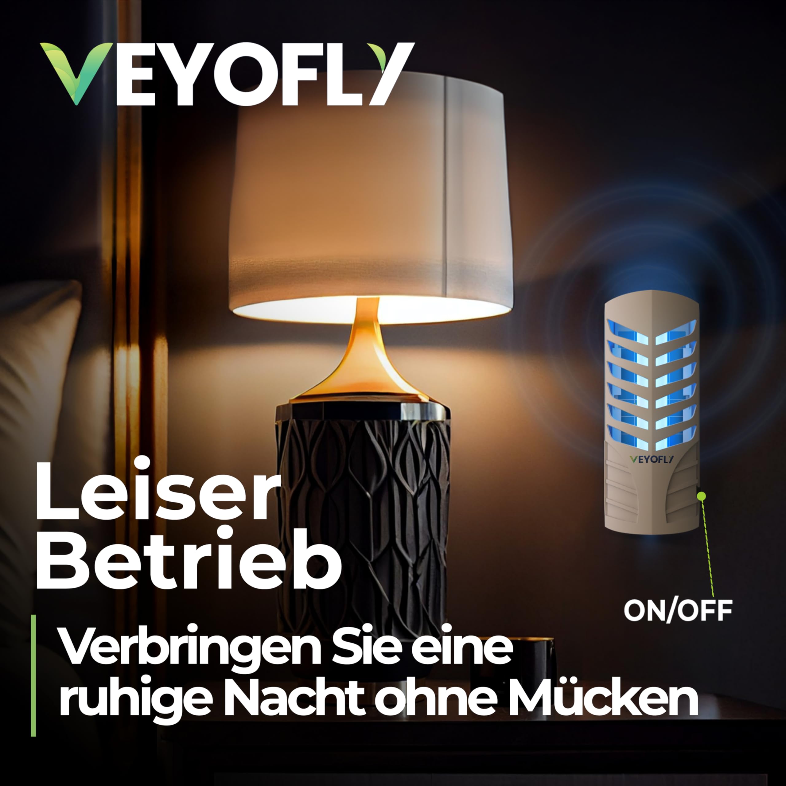 VEYOFLY Fliegenfalle UV, Fruchtfliegenfalle, 2 Geräte + 4 Nachfüllungen | UV-Licht lockt Insekten auf Wechsel-Klebekarten, leise 24/7, Stecker, Innenbereich, ohne Insektenvernichter Elektrisch