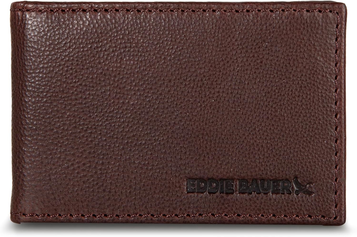 Eddie Bauer Men's Rugged Leather Bifold Wallet | Money Clip | RFID Protection | ID Window | Genuine Leather | EDC