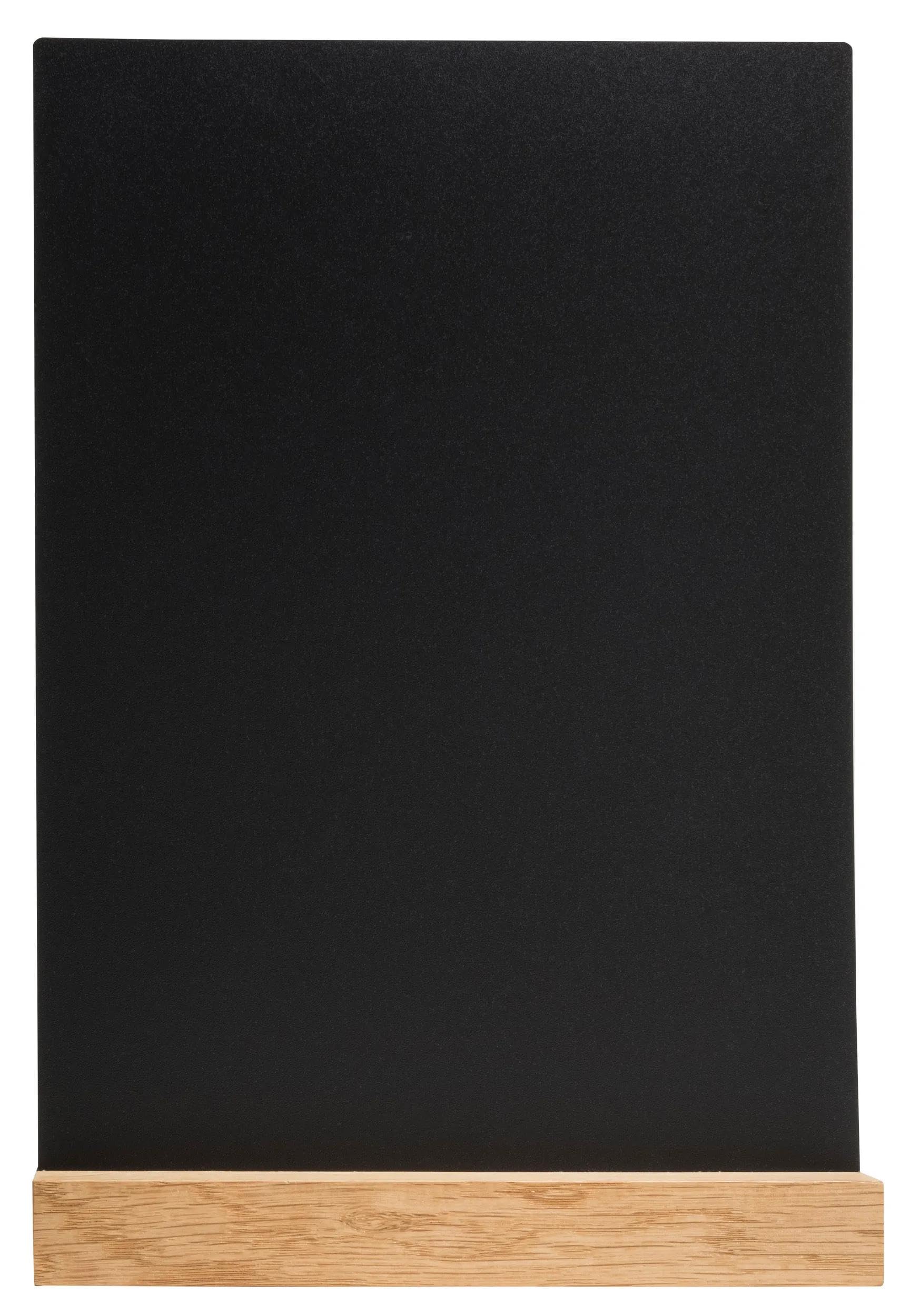 Exacompta, Ref 84240D, 1 Vertical Message Holder with Wooden Base A4, Table Board, Slate Double-Sided menu Holder