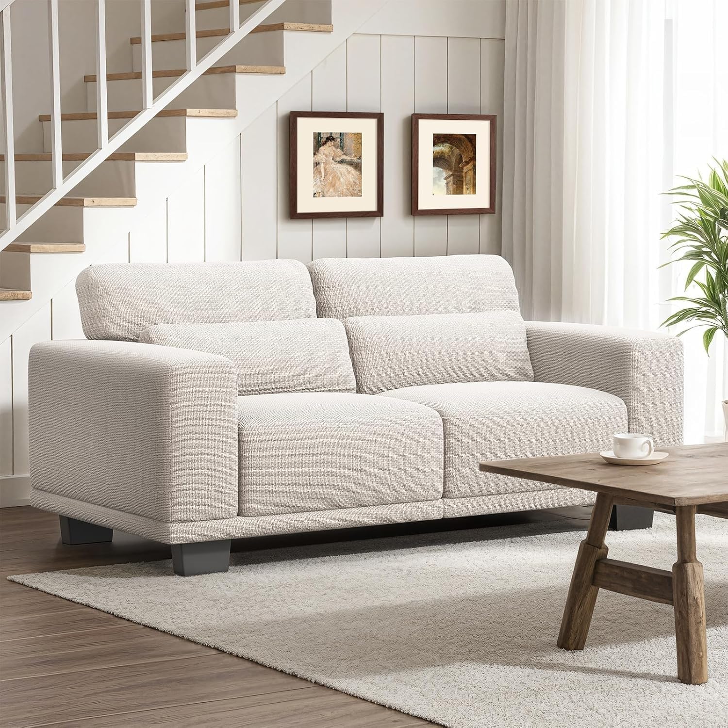 Marsail 65" Loveseat Sofa, Love Seat for Living Room, Comfy Couch with Deep Seats and Wide Armrests, Sofa Couch with Supportive Cushion and Sturdy Frame, Easy to Clean with Removable Covers, Beige