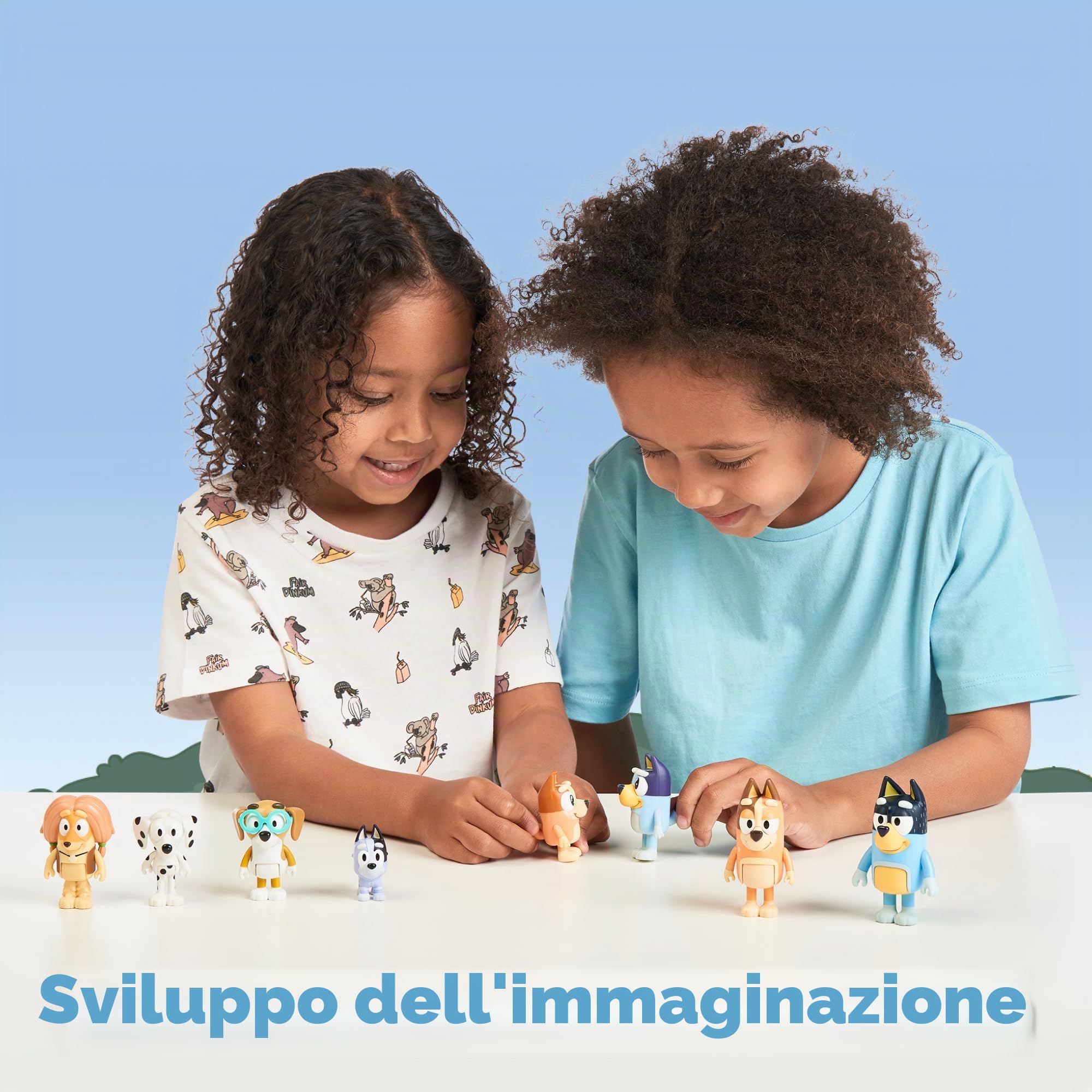 BLUEY - Confezione da 8 figure Famiglia e Compagni del Cole, Figure articolate, bambole da 6 a 8 cm, collezione di personaggi della serie di disegni per bambini, ragazzi e ragazze +3 anni, famoso