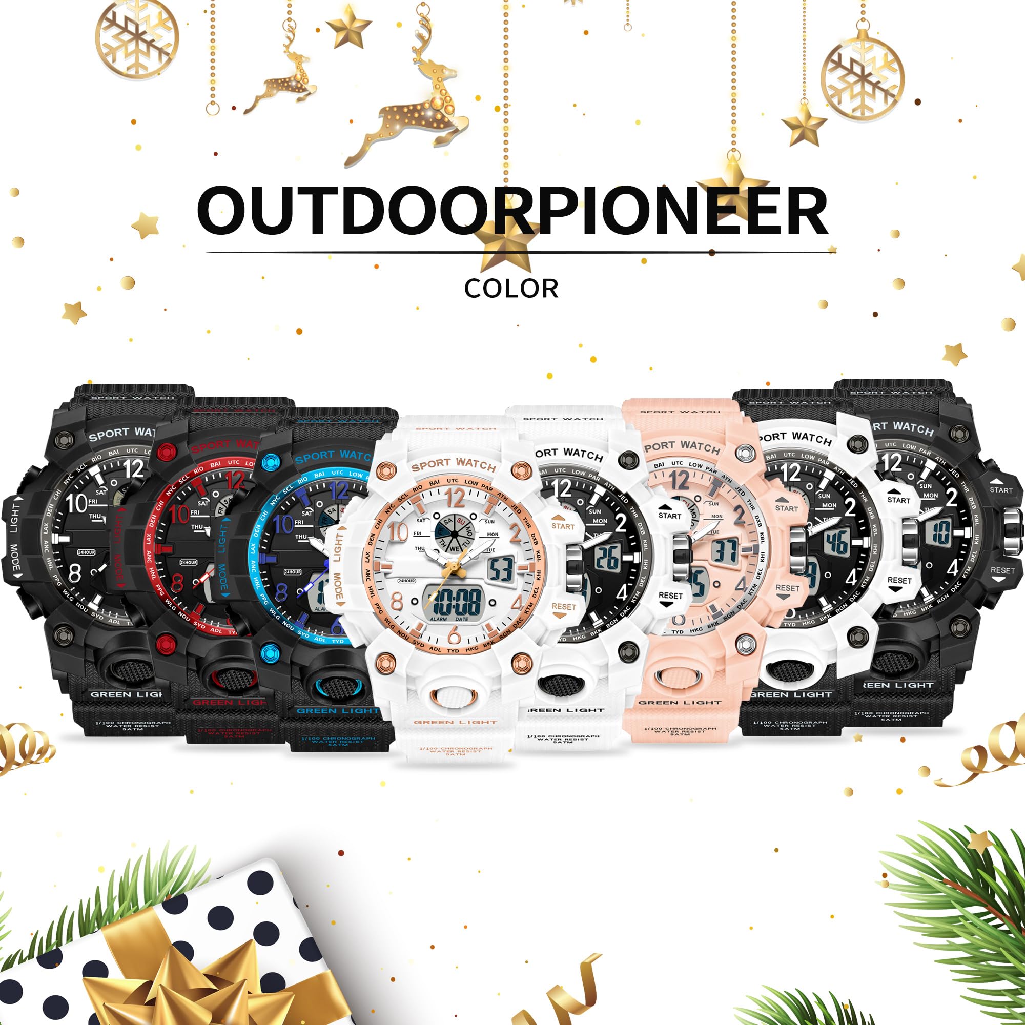 Reloj de pulsera digital deportivo para mujer, resistente al agua, 5 ATM, reloj digital para niños, analógico, digital, deportivo, LED, multifunción, con alarma, fecha, cronómetro, para exteriores