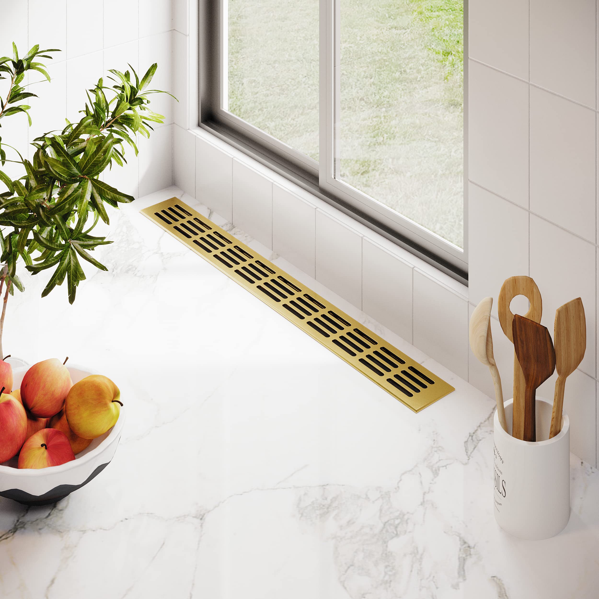 MS Beschläge ® Aluminium Ventilation Grille Sheet Heating Cover 60 mm x 200 mm Various Colours (Gold Anodised - F3) - Image 2