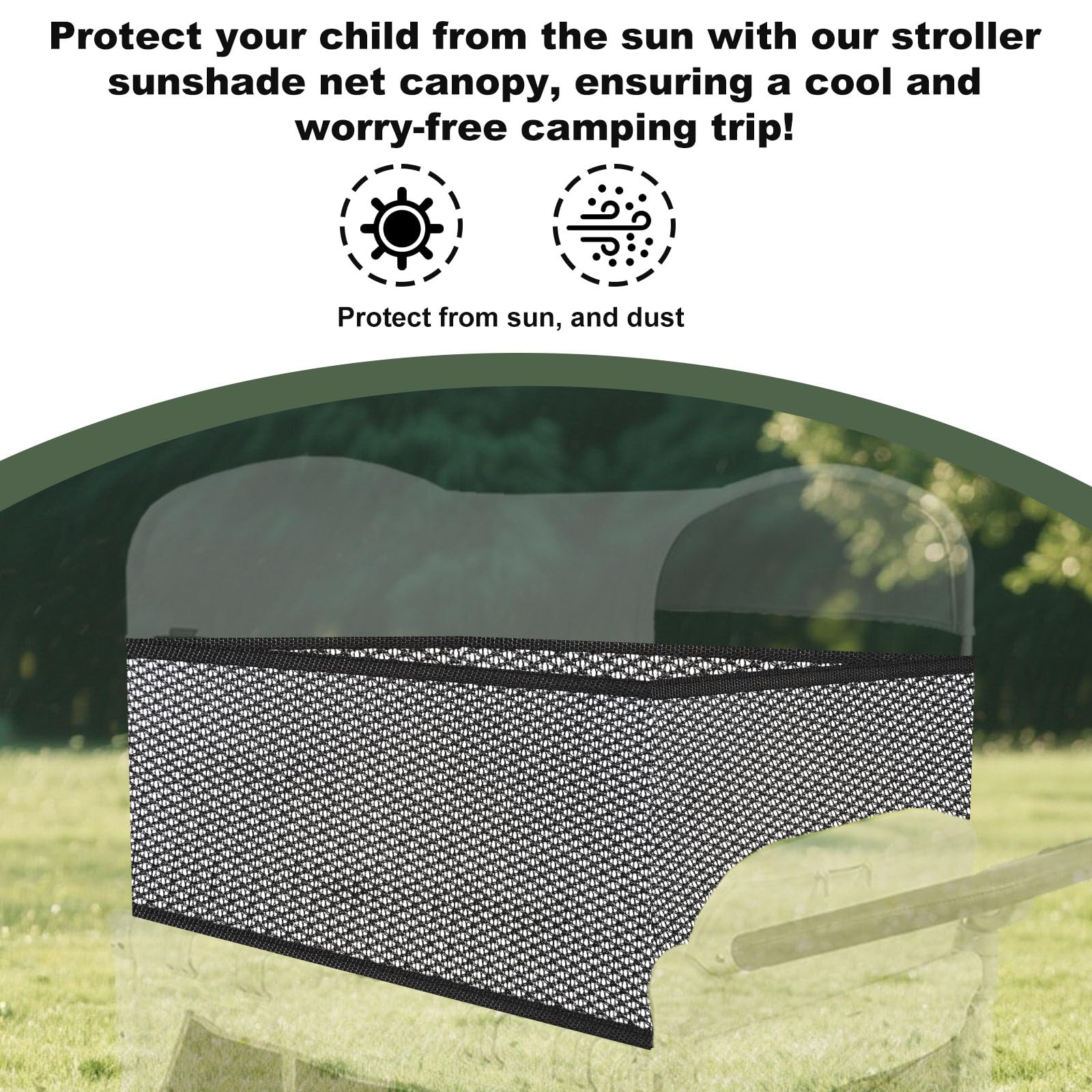 Pare-soleil pour poussette Wonderfold W4 W2, 299,7 x 33 cm - Respirant de qualité supérieure - Convient pour le camping, le pique-nique, les activités de plein air